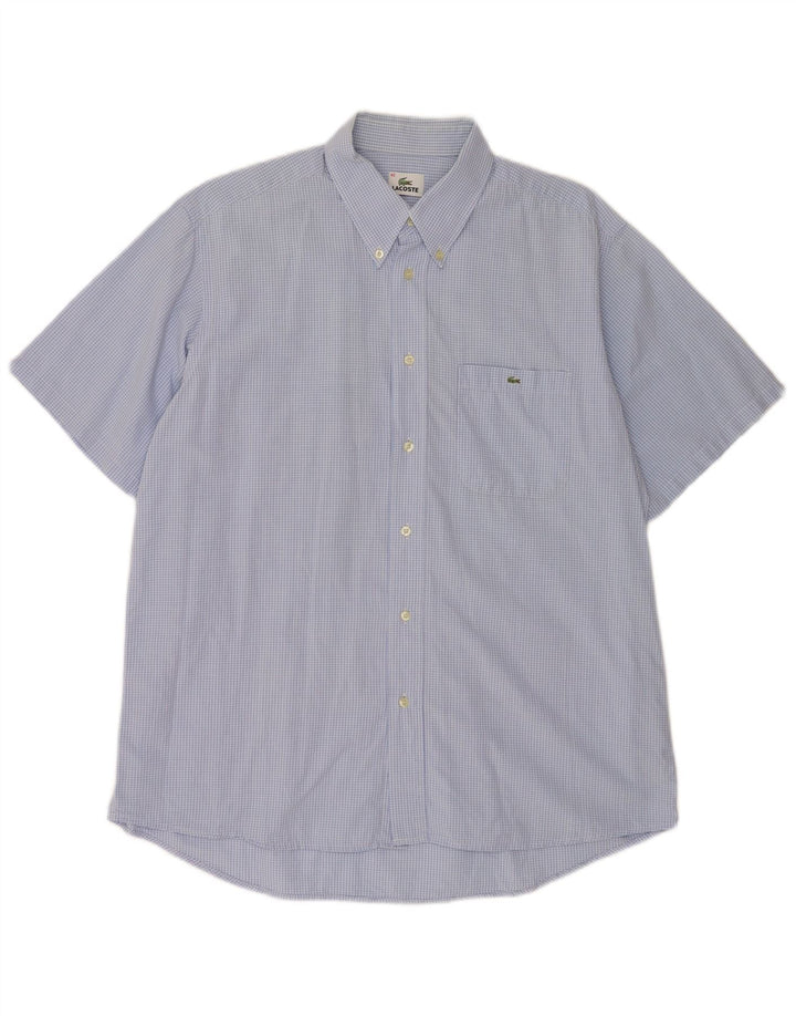 Camicia a maniche corte da uomo Lacoste taglia 42 grande cotone a quadri blu