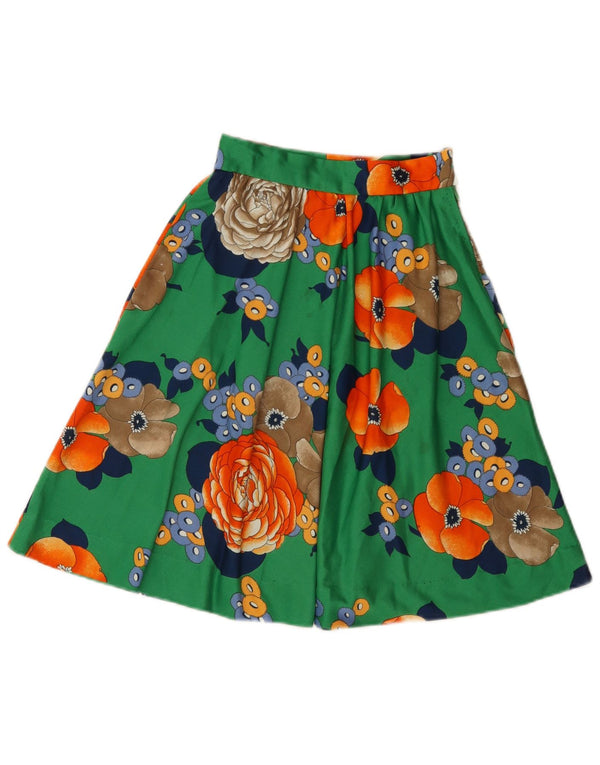 Gonna a trapezio da donna vintage W22 2XS verde floreale