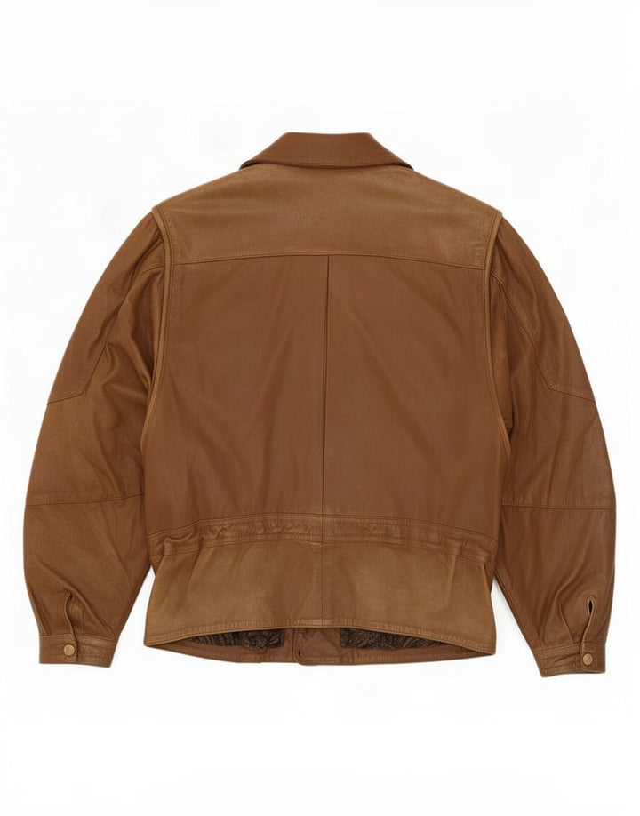 Giacca in pelle vintage da donna IT 44 Marrone medio
