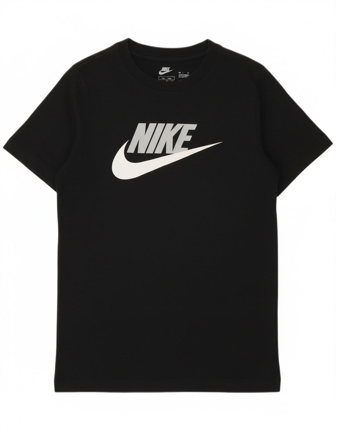T-shirt grafica da ragazzo Nike Top 10-11 anni cotone nero medio