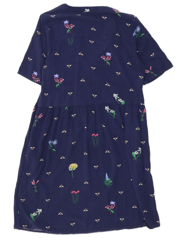 Abito a trapezio da donna Joules UK 14 Viscosa floreale medio blu navy