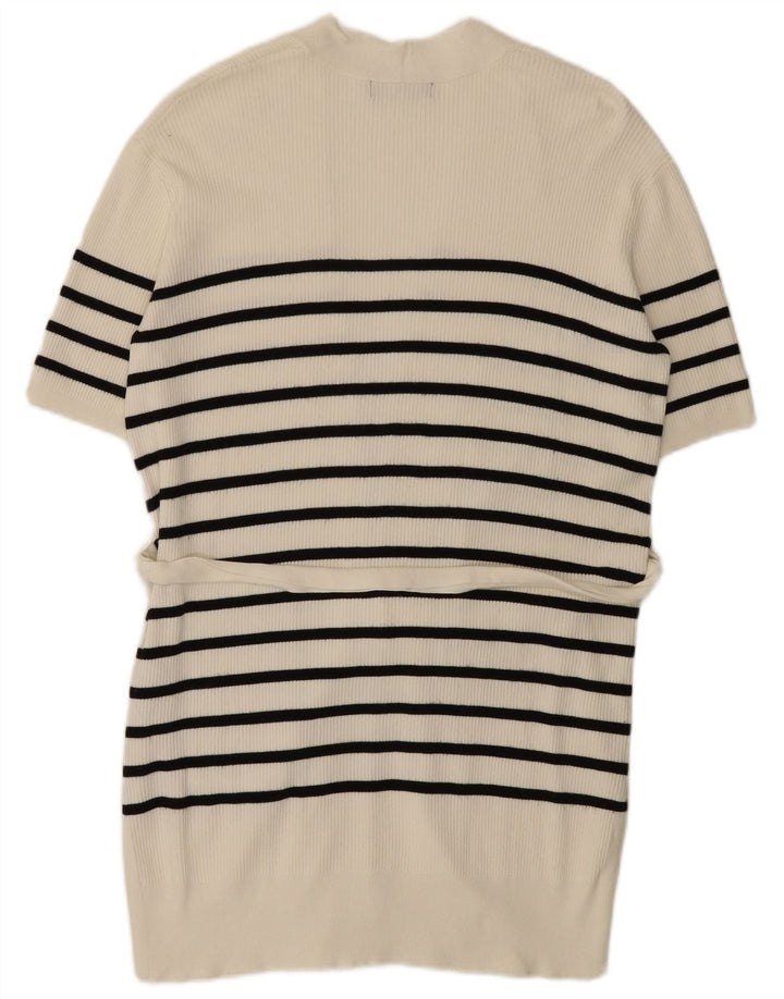 Maglione cardigan lungo da donna Marks & Spencer UK 14 medio bianco sporco