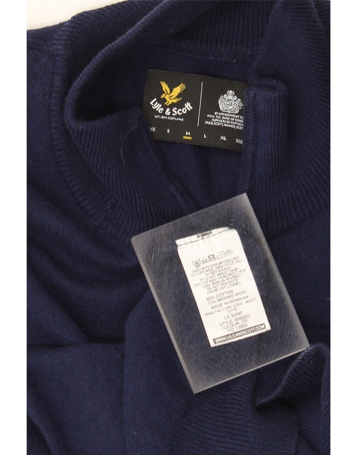 Lyle & Scott Maglione da uomo con zip e collo in cotone medio blu navy