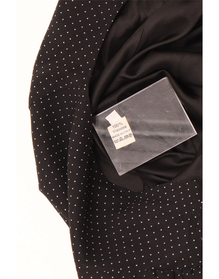 Mini abito a trapezio vintage da donna IT 42 viscosa maculata nera media