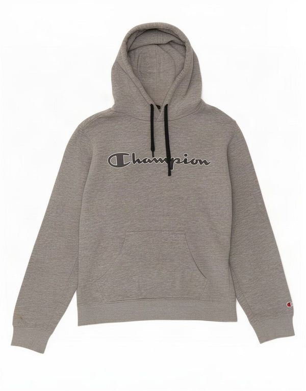 Maglione con cappuccio grafico da uomo Champion piccolo cotone chiazzato grigio