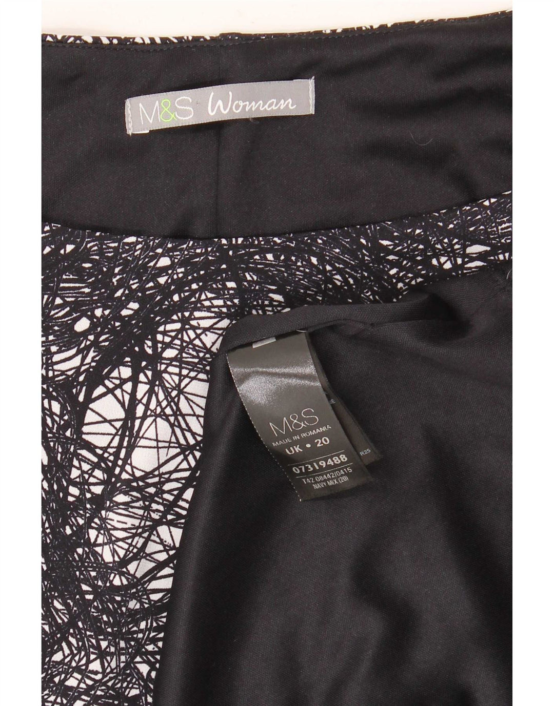 Abito tubino modello astratto da donna Marks & Spencer UK 20 2XL Nero