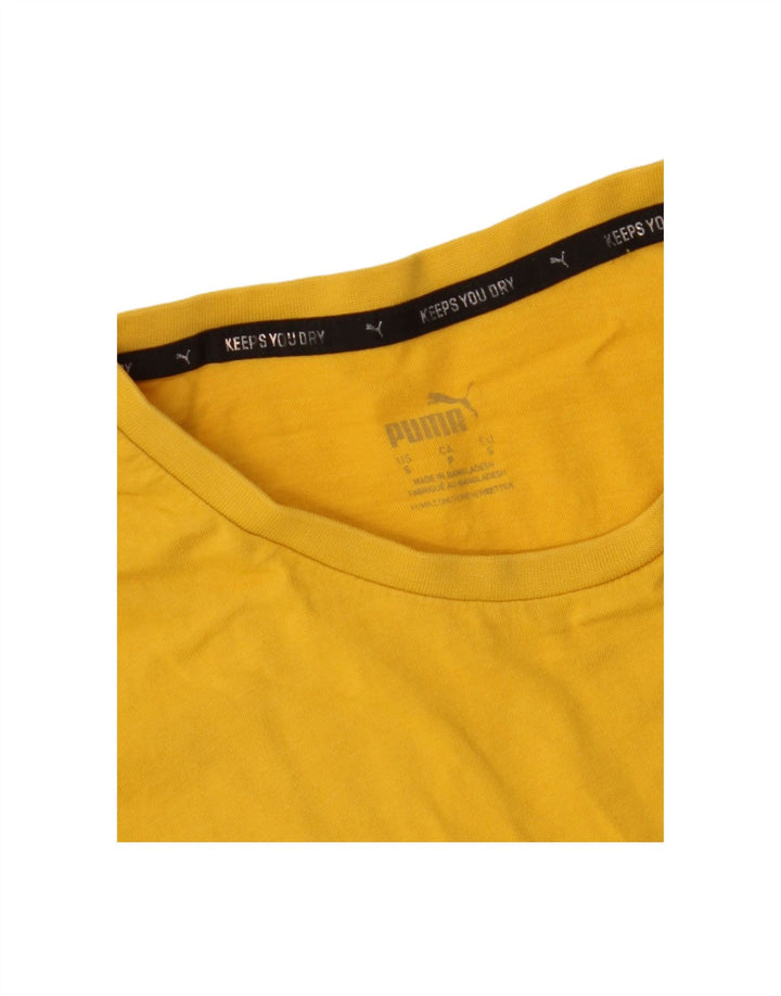 PUMA Mens Graphic T-Shirt Top Small Yellow Cotton