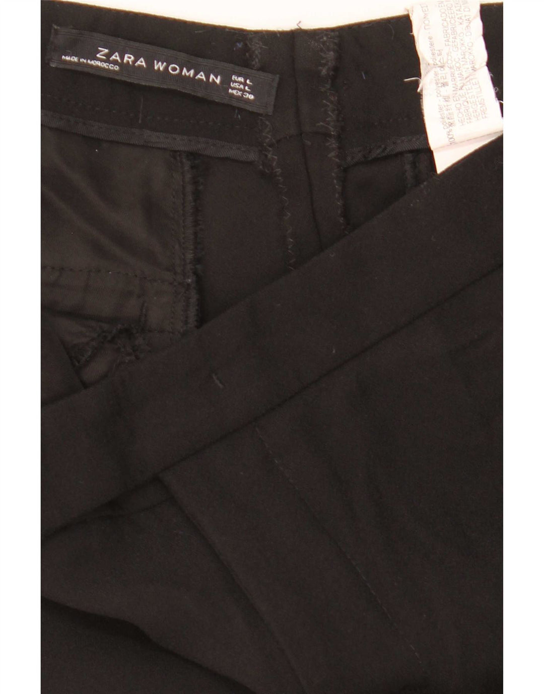 Pantaloni casual svasati da donna Zara grandi W32 L32 poliestere nero