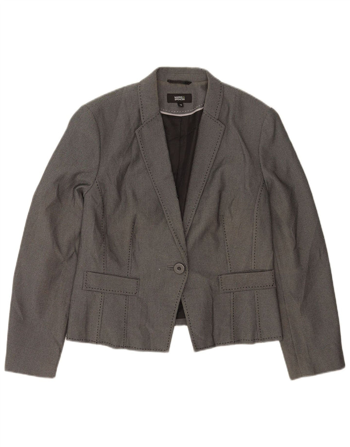 Giacca blazer a 1 bottone Marks & Spencer da donna UK 14 Poliestere grigio medio