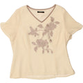 JACQUES VERT Womens Graphic Blouse Top UK 16 Large Beige Floral Polyester Vintage Jacques Vert and Second-Hand Jacques Vert from Messina Hembry 