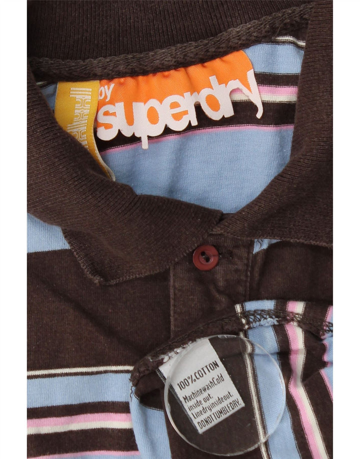 Polo da uomo Superdry piccola in cotone a righe marroni