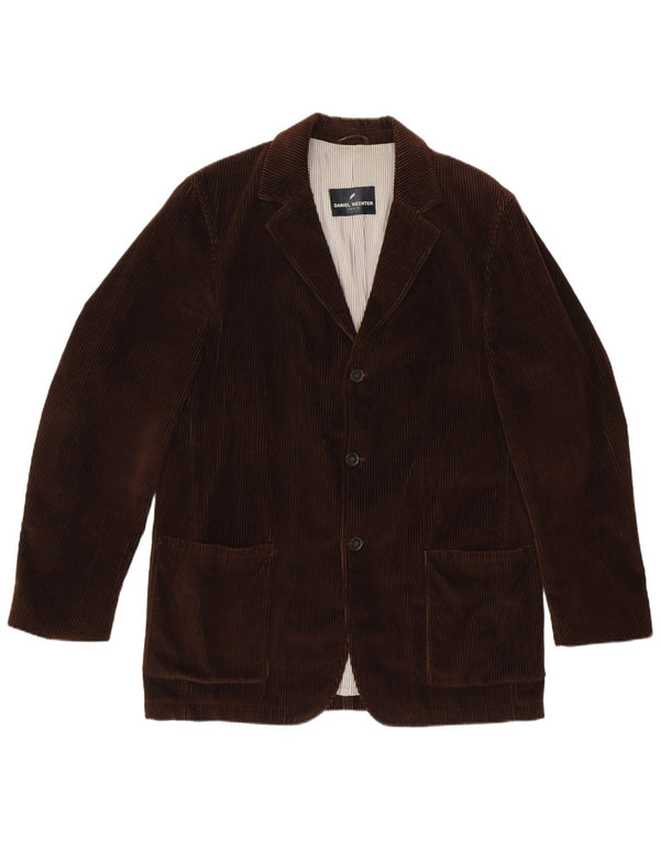 Giacca blazer da uomo in velluto a coste a 3 bottoni Daniel Hechter EU 52 XL cotone marrone