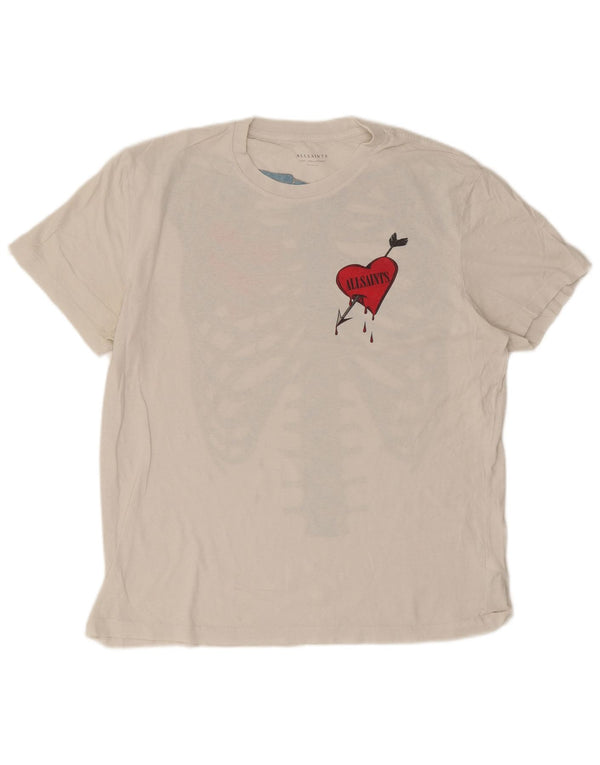 T-shirt grafica da uomo con vestibilità rilassata All Saints, piccola, in cotone bianco