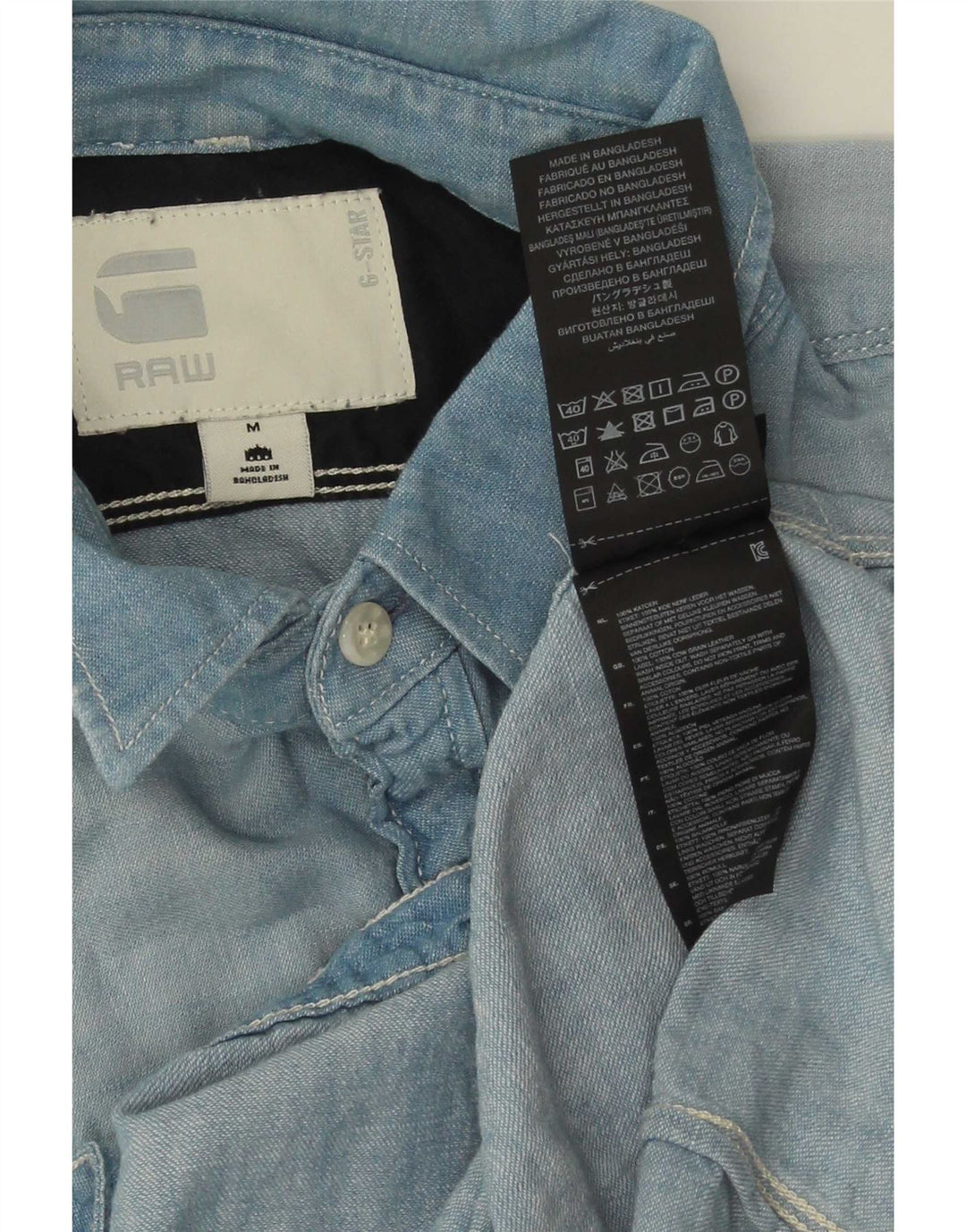 Camicia di jeans da uomo G-Star in cotone blu medio