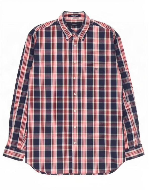 Camicia Gant da uomo vestibilità regolare XL in cotone scozzese blu navy