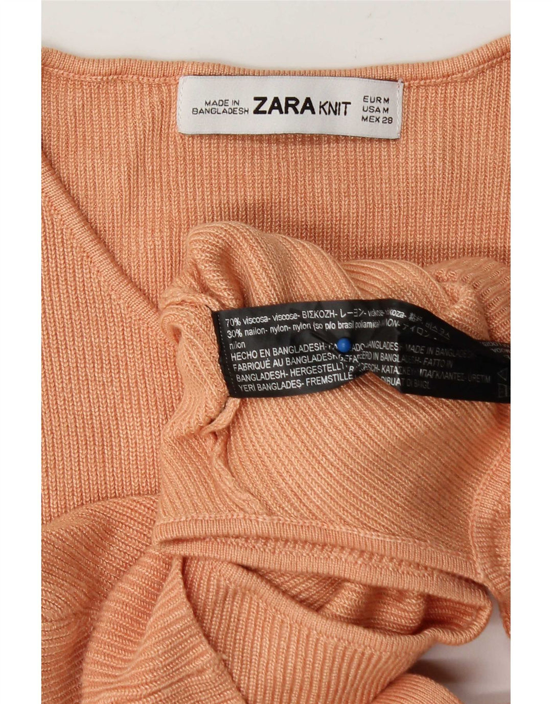 Top corto corto senza maniche da donna Zara UK 12 Viscosa rosa medio