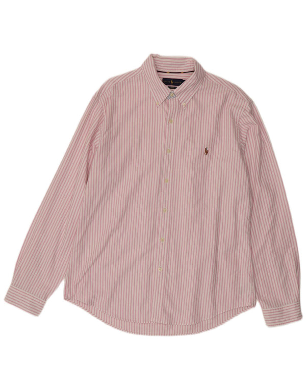 Camicia Ralph Lauren da uomo slim fit XL in cotone gessato rosa