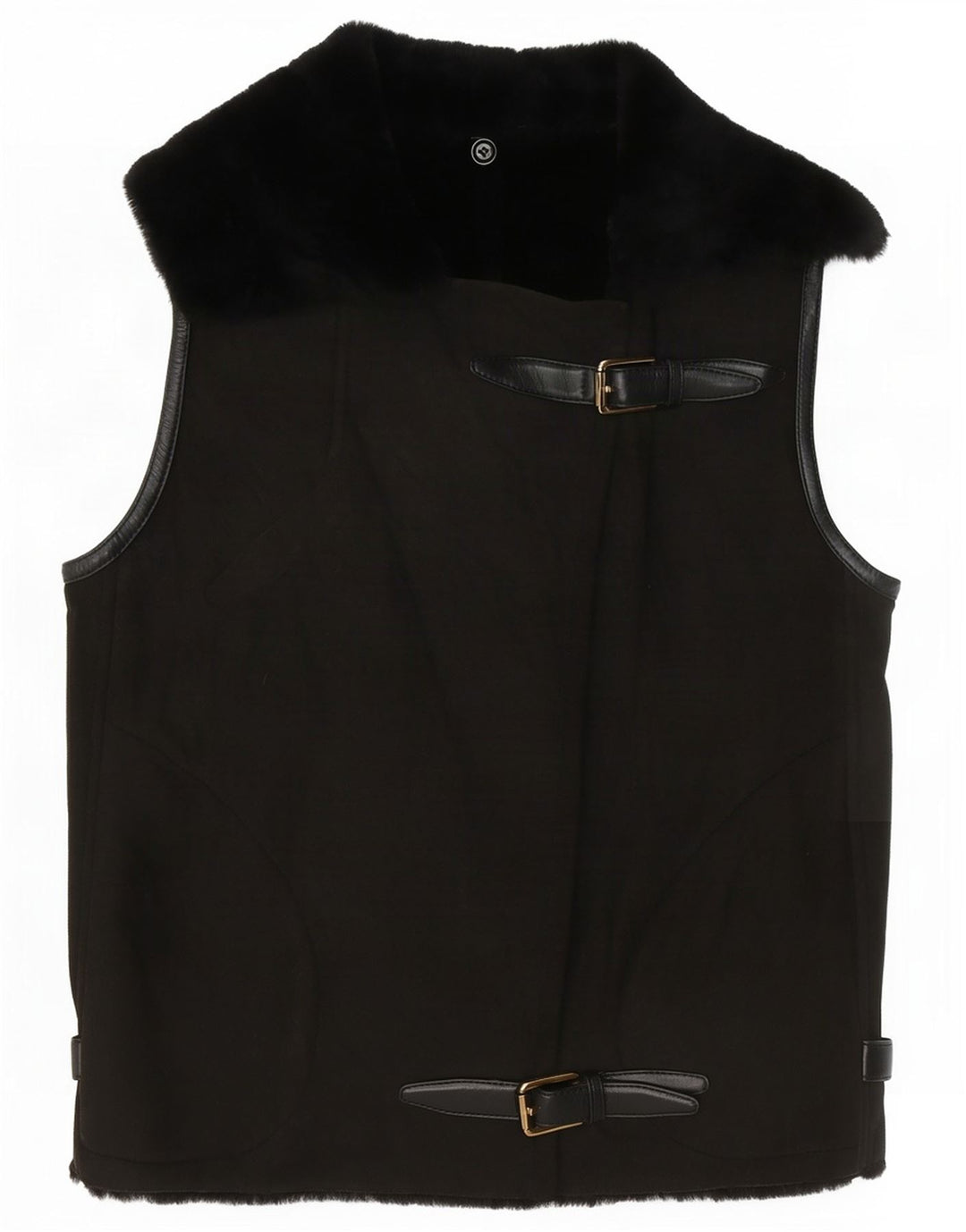Gilet sherpa corto da donna vintage EU 38 marrone medio