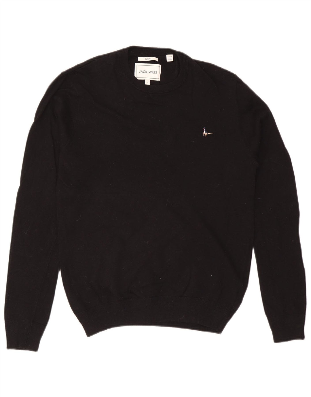 Maglione maglione girocollo da uomo slim fit Jack Wills in cotone nero medio