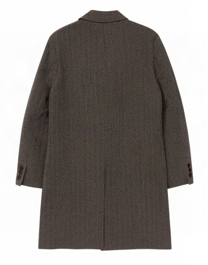 Soprabito vintage da uomo IT 54 2XL Lana vergine a spina di pesce grigia