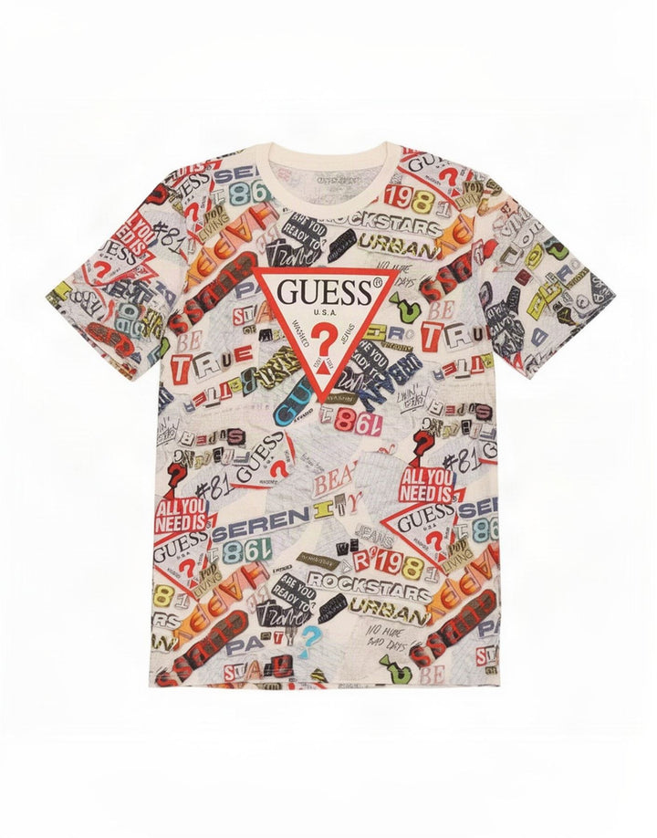 Guess Top grafico per ragazzi manica lunga 11-12 anni Patchwork multicolore