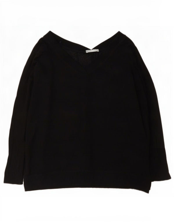 Maglione Zara da donna oversize con scollo a V UK 14 viscosa nera media