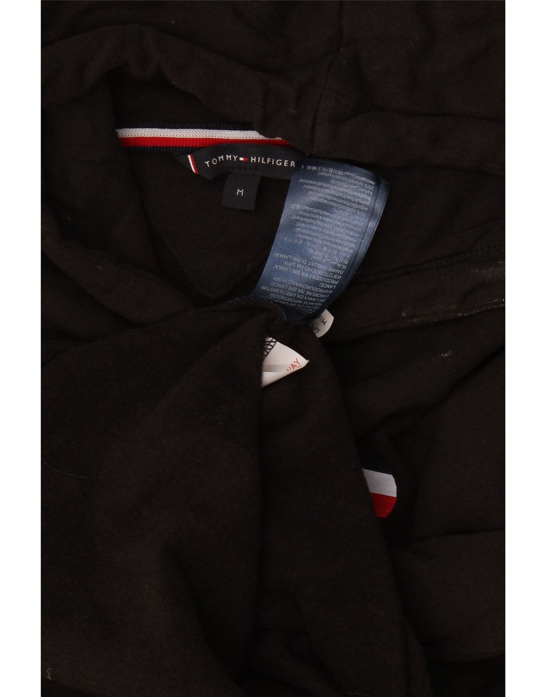 Maglione con cappuccio grafico da uomo Tommy Hilfiger cotone medio nero