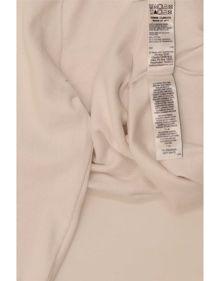Marks & Spencer Top da donna a maniche lunghe UK 16 Large in cotone bianco