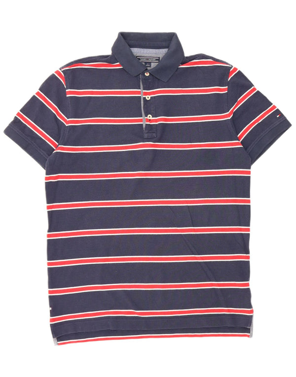 Polo da uomo a maniche corte Tommy Hilfiger a righe blu navy medie