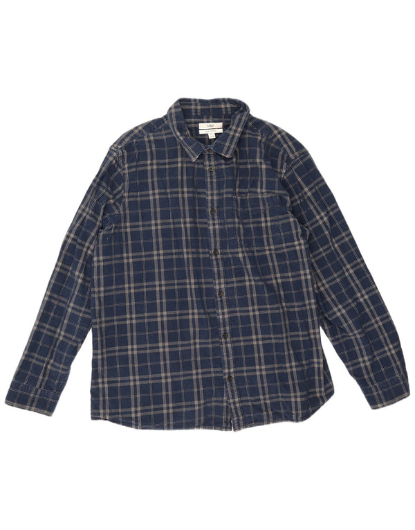 Marks & Spencer Mens Corduroy Shirt 3XL Navy Blue Check Cotton