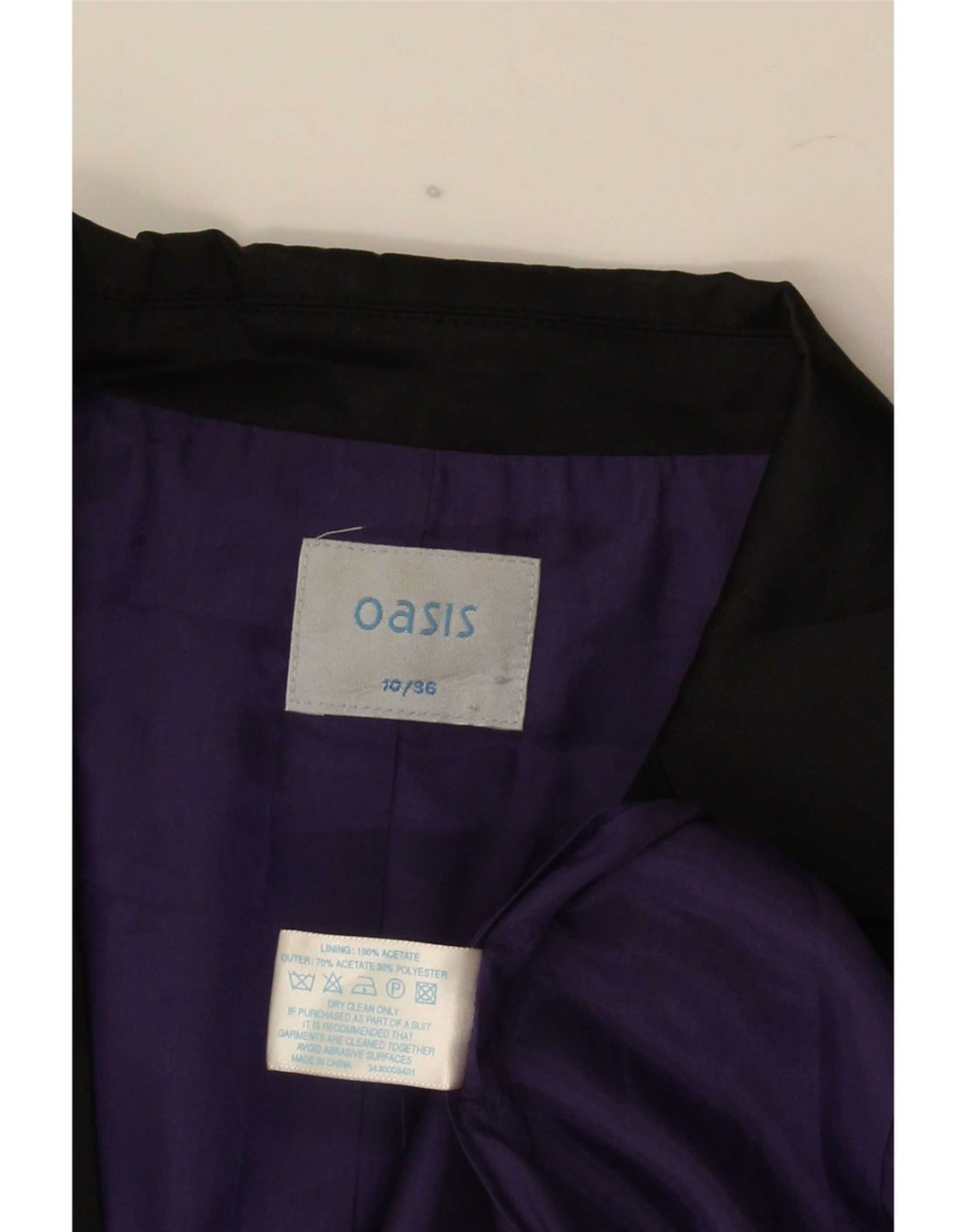 Giacca blazer da donna a 1 bottone Oasis UK 10 piccola acetato nero