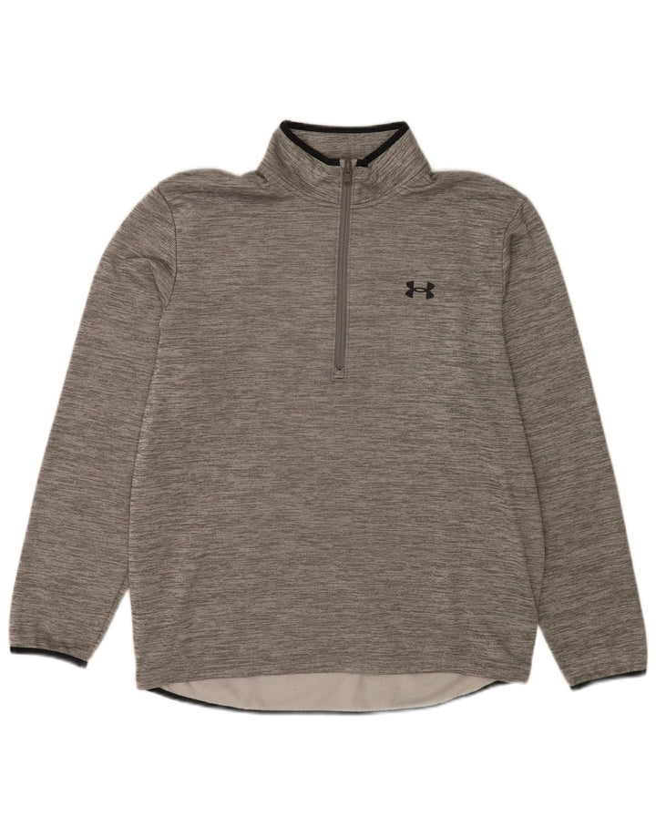 Felpa da uomo Under Armour con collo con zip, maglione grande, poliestere chiazzato grigio