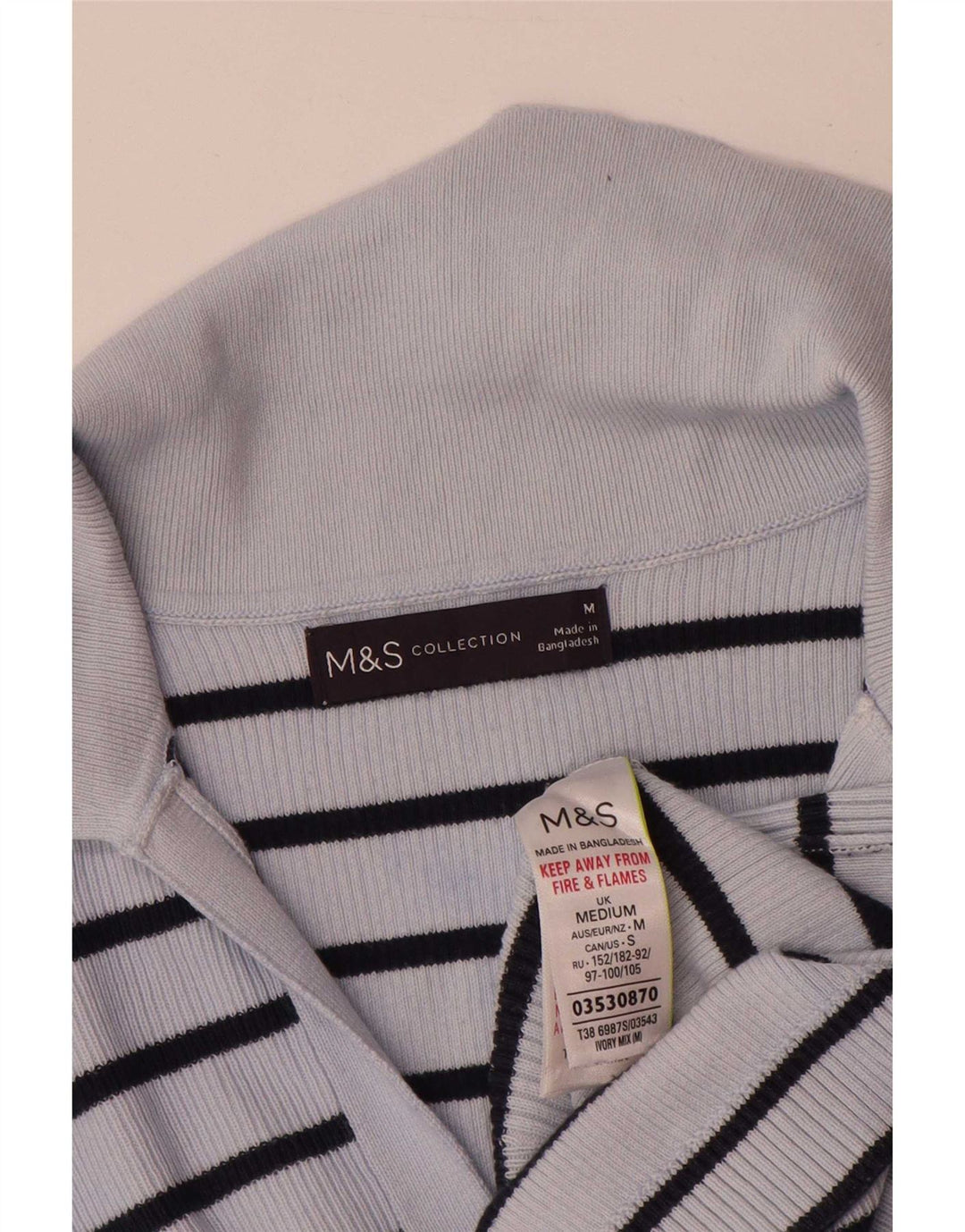 Polo da donna Marks & Spencer UK 14 Cotone a righe blu medio