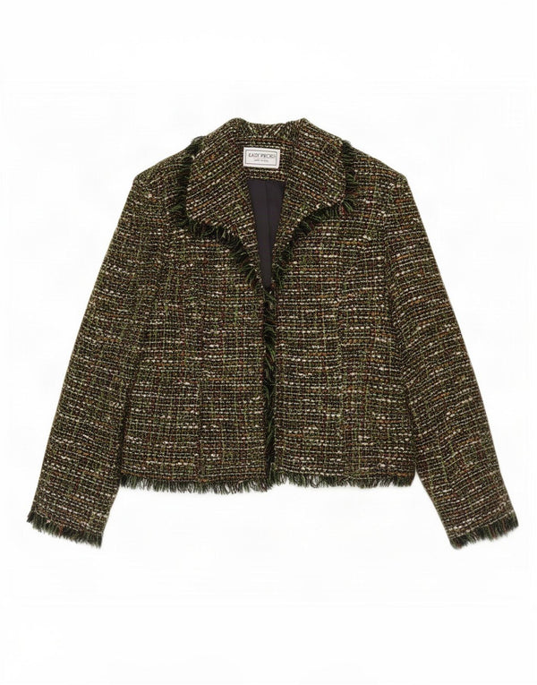 Giacca vintage da donna Petite Open Blazer US 14 XL Acrilico screziato verde