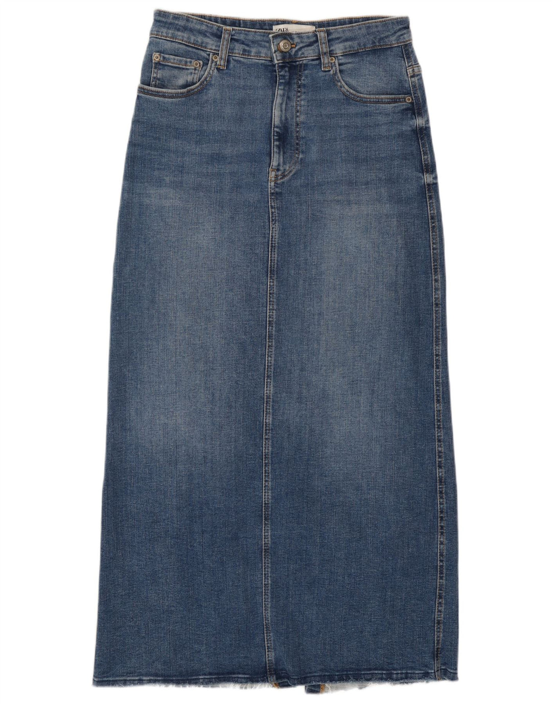 Gonna di jeans a vita alta maxi da donna Zara media W28 blu