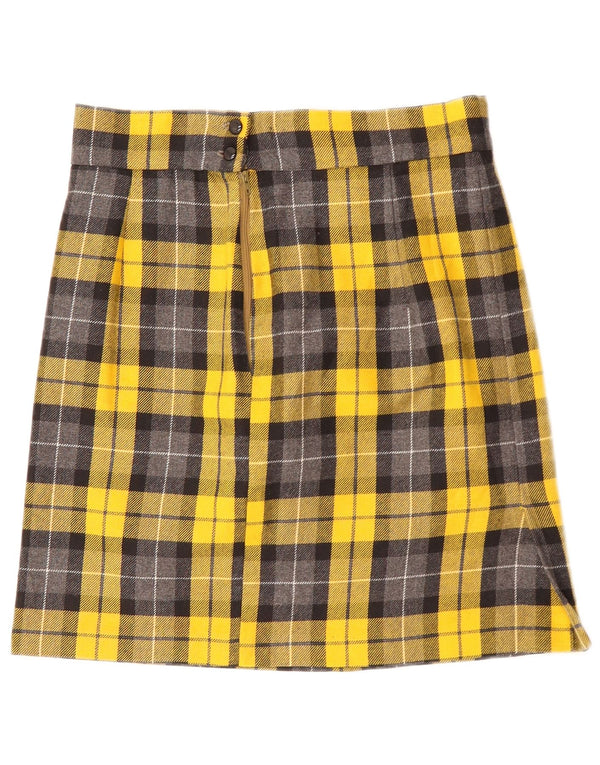 Minigonna vintage da donna W28 a quadri gialli medi