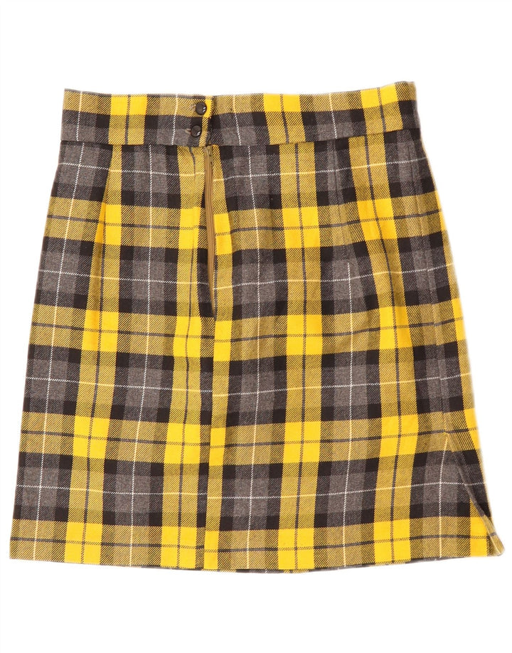 Minigonna vintage da donna W28 a quadri gialli medi