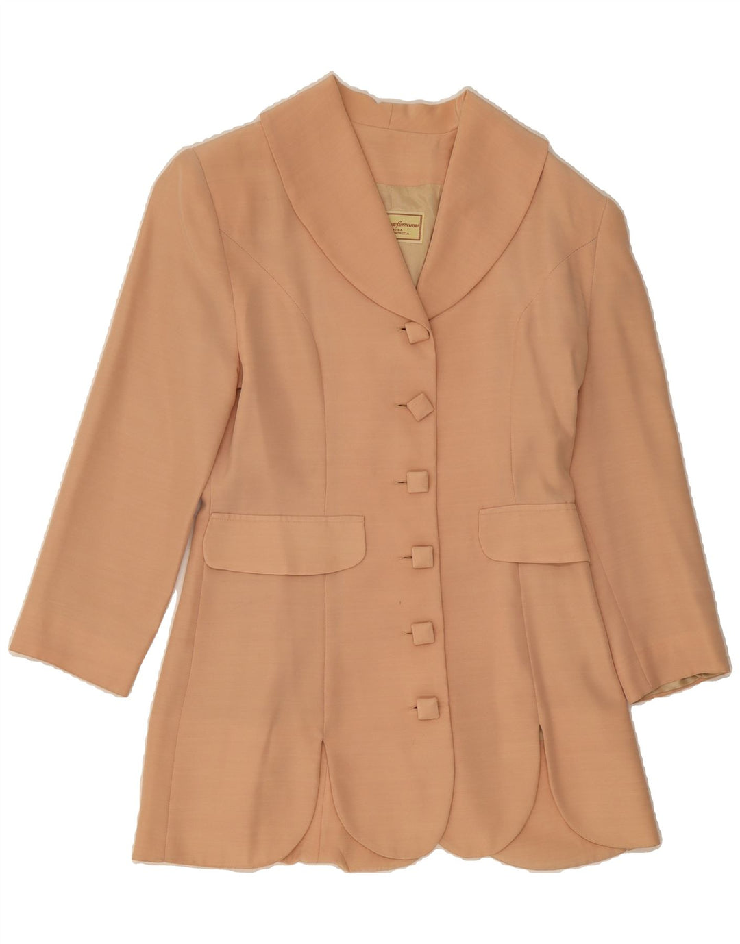 VINTAGE Womens 6 Button Blazer Jacket UK 10 Small Pink Acetate Vintage Vintage and Second-Hand Vintage from Messina Hembry 