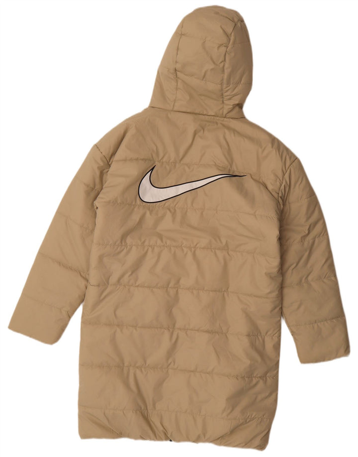 Cappotto imbottito oversize con cappuccio Nike da donna UK 6 XS Poliestere beige