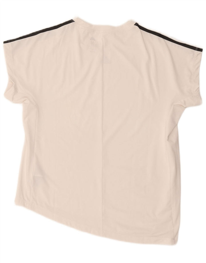 T-shirt grafica da donna Adidas Top UK 12/14 poliestere bianco medio