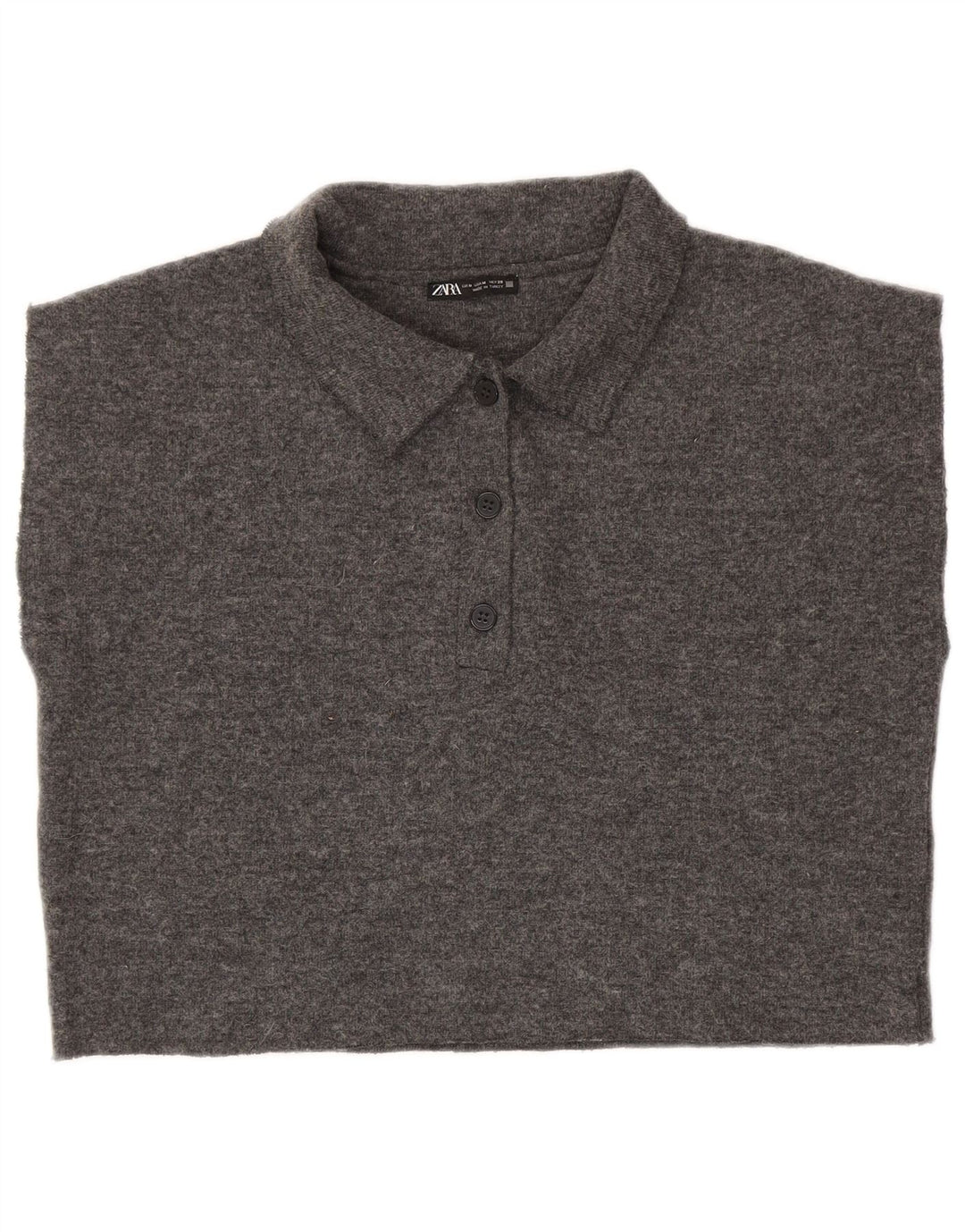 Polo corta senza maniche da donna Zara UK 14 Poliestere grigio medio