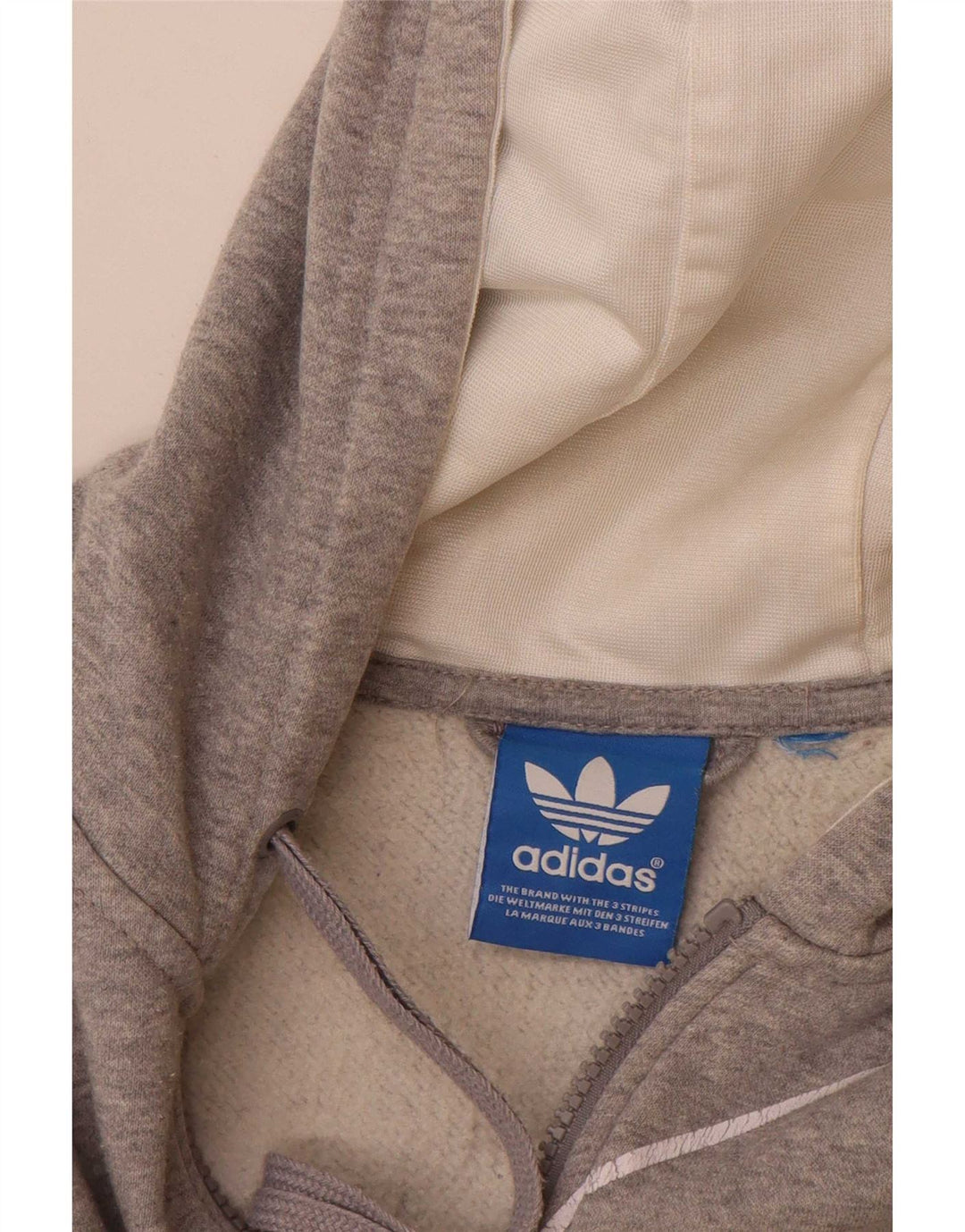 Felpa con cappuccio e zip grafica Adidas da uomo XL grigia