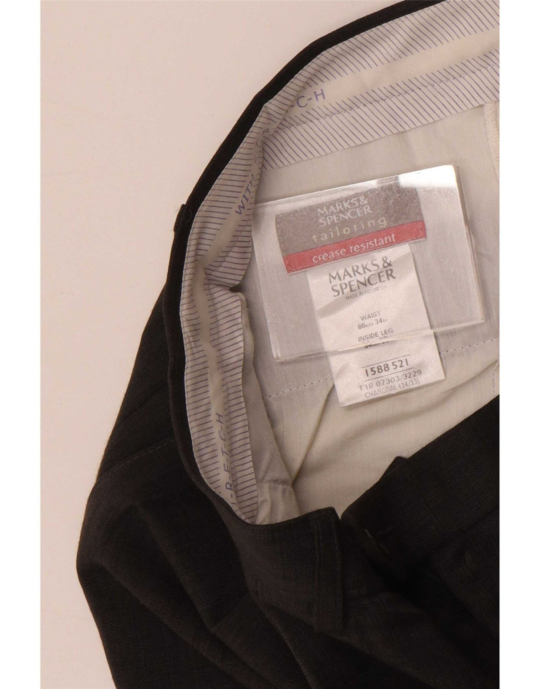 Pantaloni da abito con pegging da uomo Marks & Spencer W34 L33 poliestere grigio
