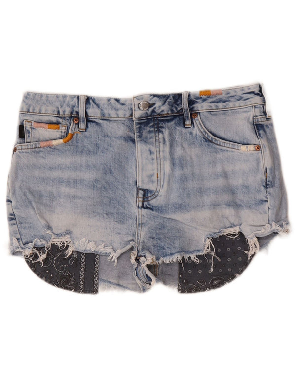 Pantaloni caldi da donna in denim invecchiato Superdry W32 grande cotone blu