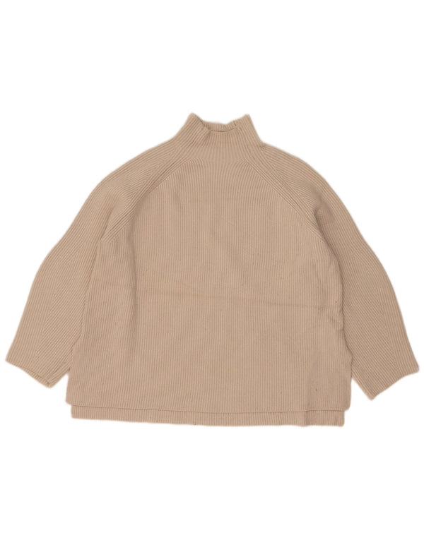 Maglione maglione a collo alto da donna Zara UK 14 Viscosa bianco sporco medio