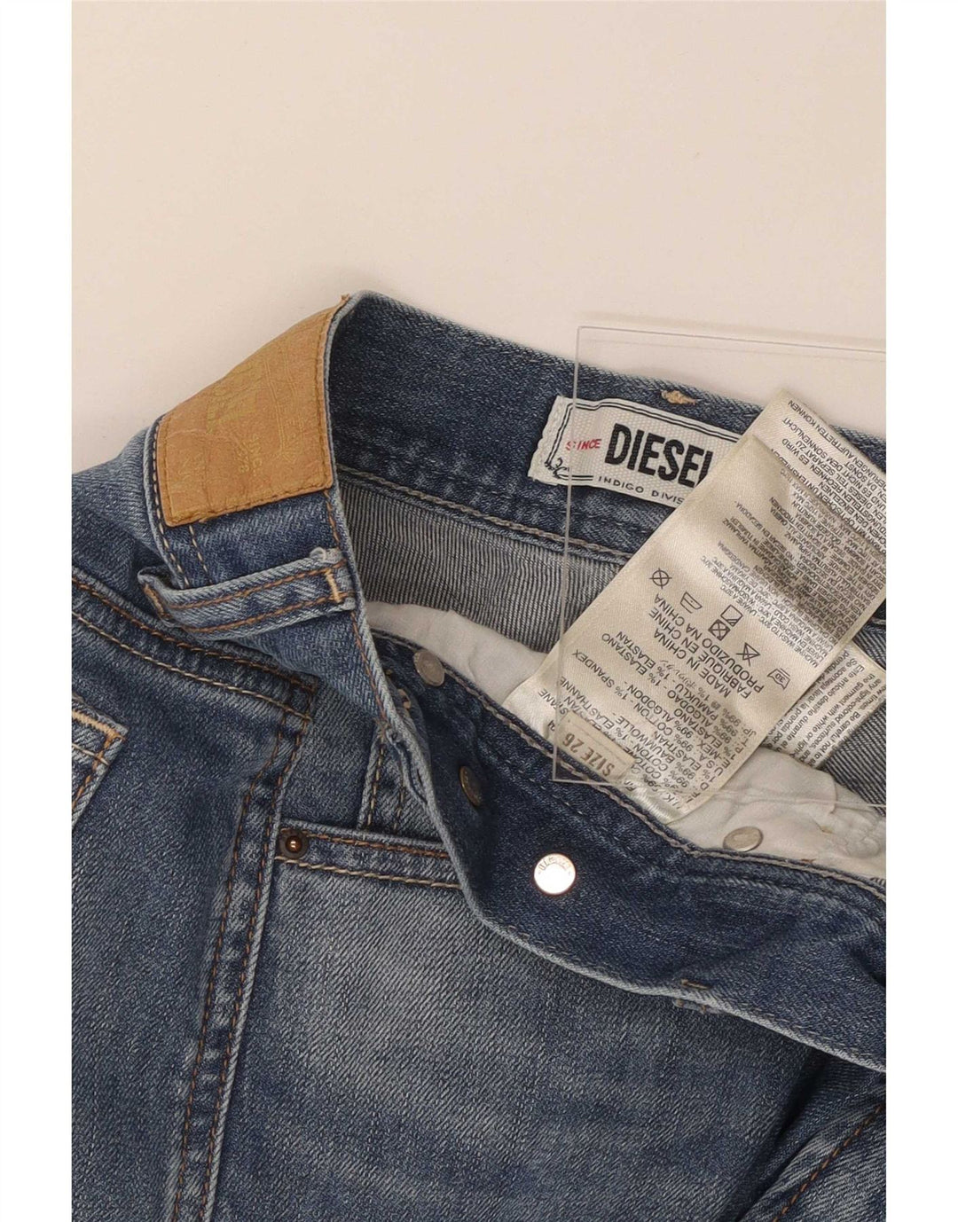 Pantaloncini di jeans da donna Diesel piccoli W26 in cotone blu