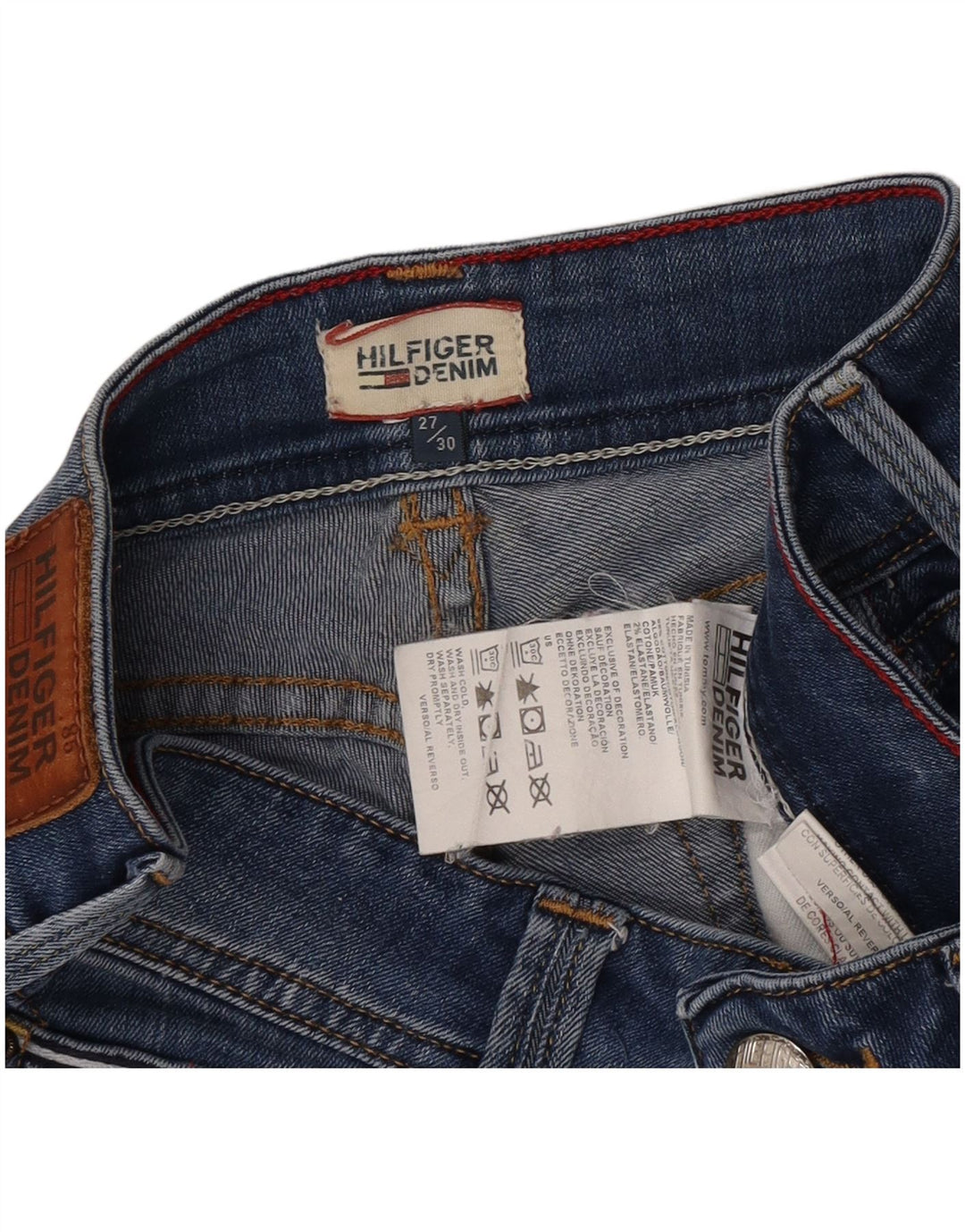 Jeans dritti da donna Tommy Hilfiger W27 L30 cotone blu