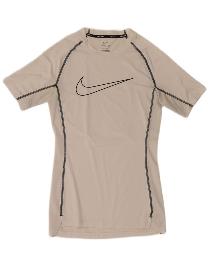 T-shirt grafica Nike Dri Fit da uomo, piccola, in poliestere bianco
