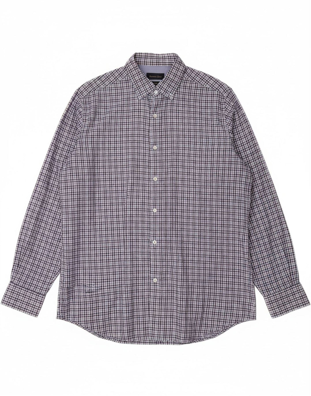 MASSIMO DUTTI Mens Finest Fabric Shirt Large Blue Check Cotton Vintage Massimo Dutti and Second-Hand Massimo Dutti from Messina Hembry 