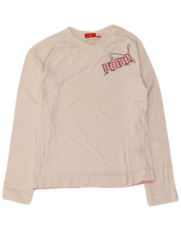 Maglia grafica da bambina Puma manica lunga 13-14 anni in cotone bianco
